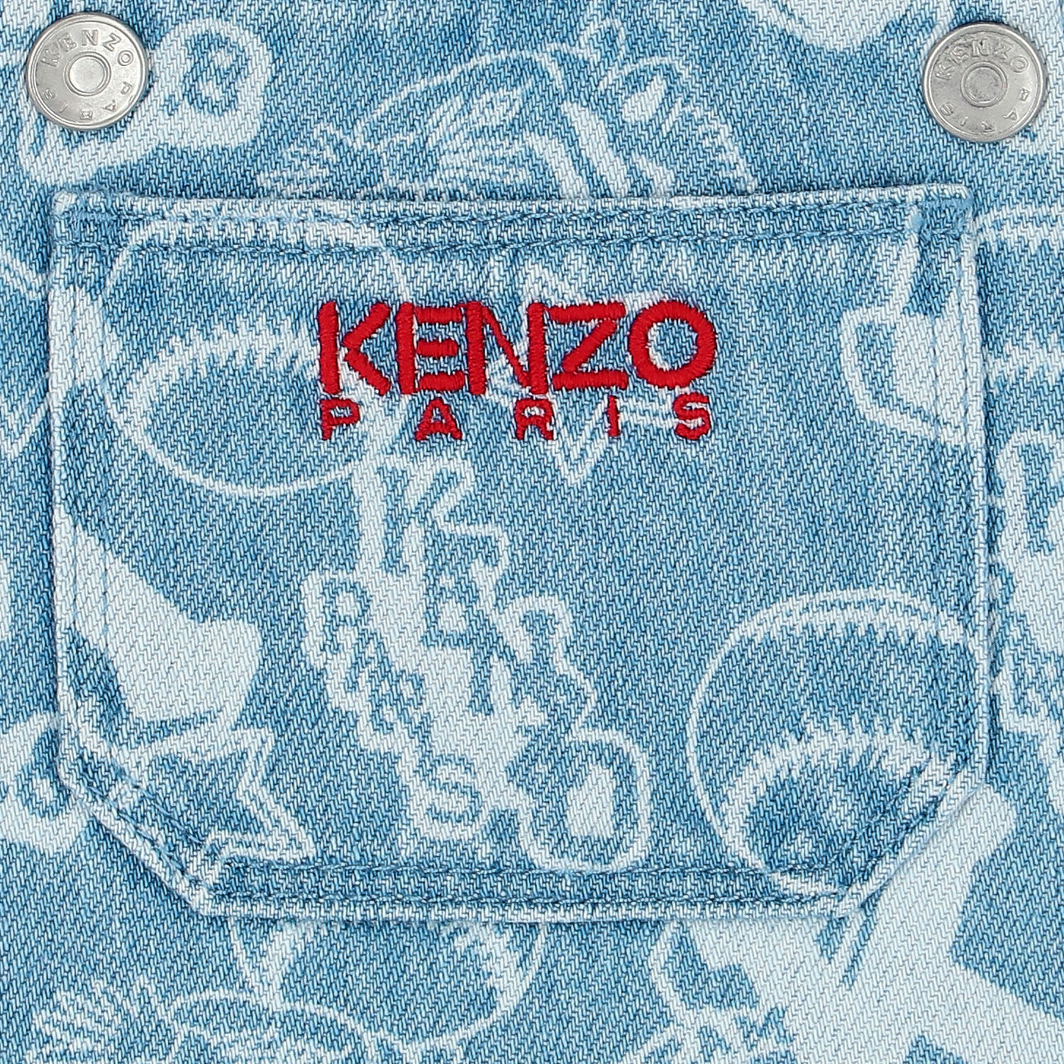 فستان بنات بالشعار جينز باللون الأزرق, 1, hi-res